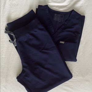 Figs Navy Blue Women's Scrub Pants and Top Set